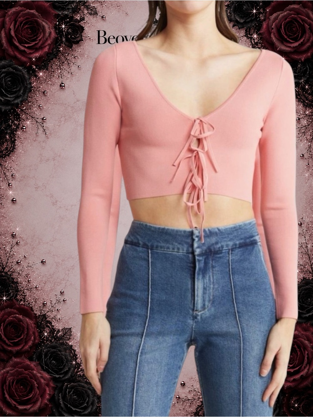 New NWT Alice + Olivia Sharee Crop Tie Front Blouse Shirt in Rose - Small